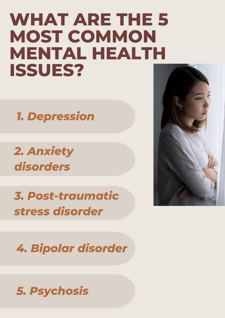 What are the 5 most common mental health issues?